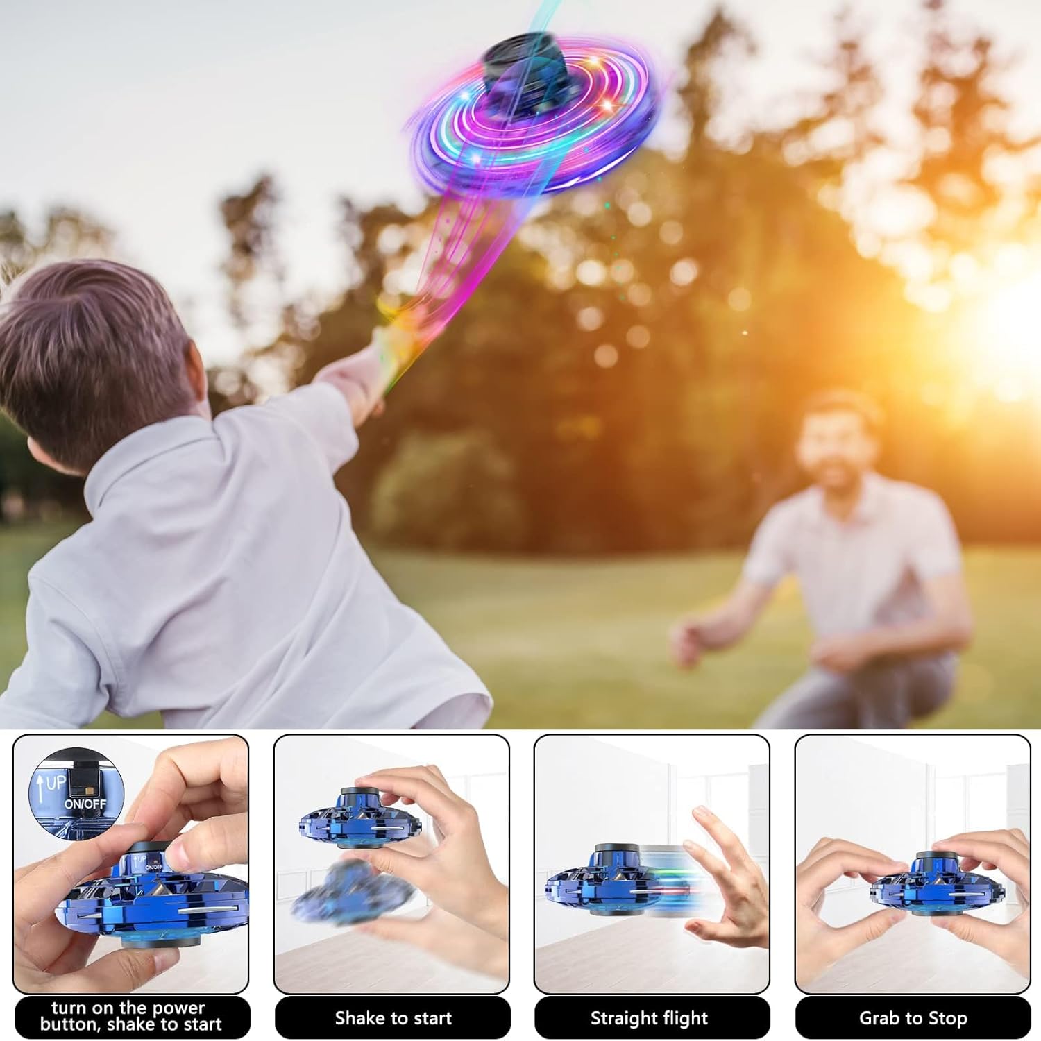 Flying Spinner with LED Lights USB Rechargeable