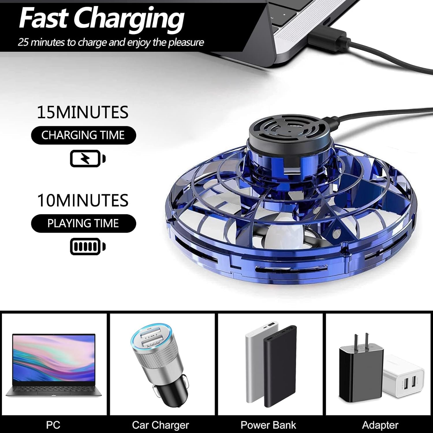 Flying Spinner with LED Lights USB Rechargeable